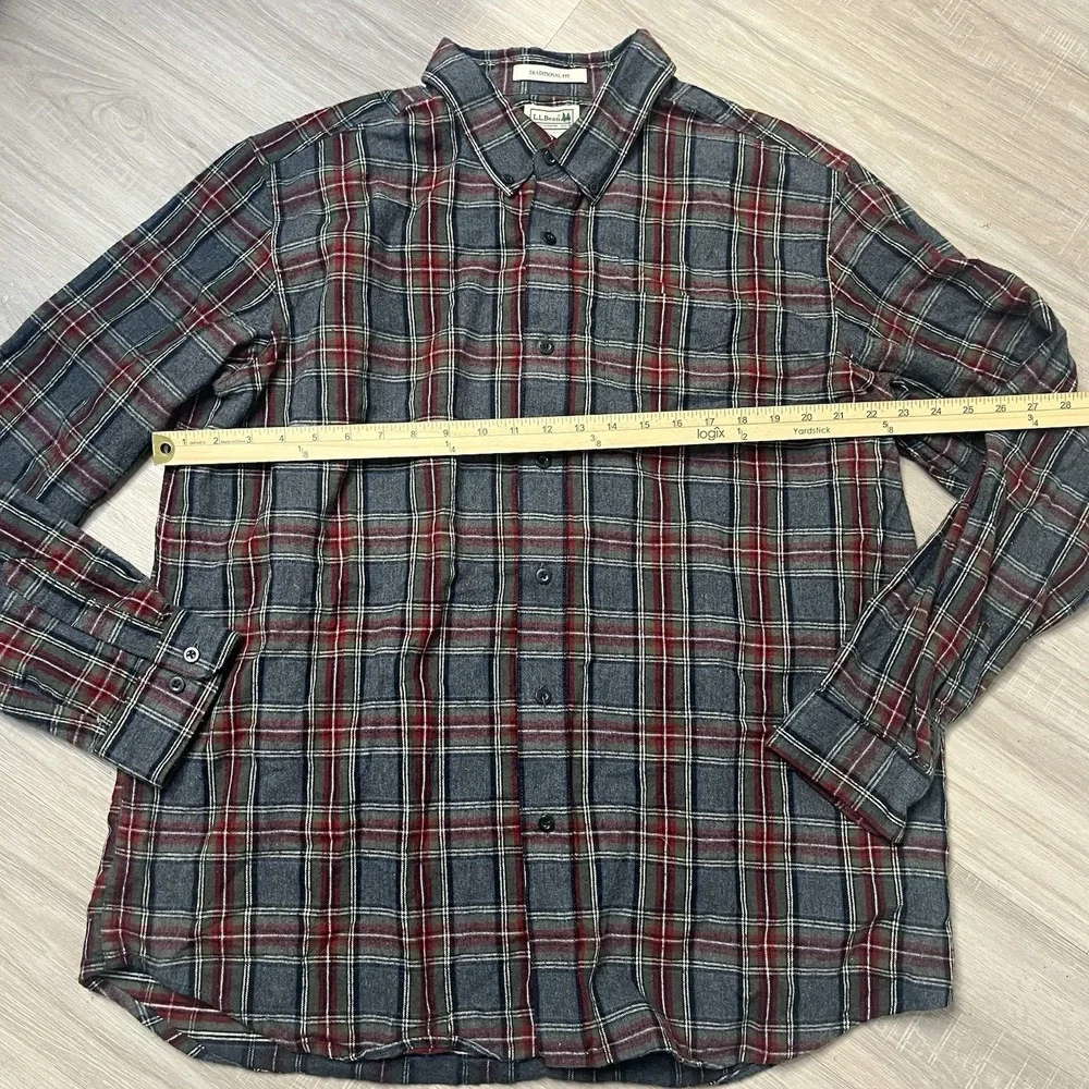 LL Bean Chamois Shirt Men XL Plaid Heavy Button‎ Up Flannel Traditional Fit